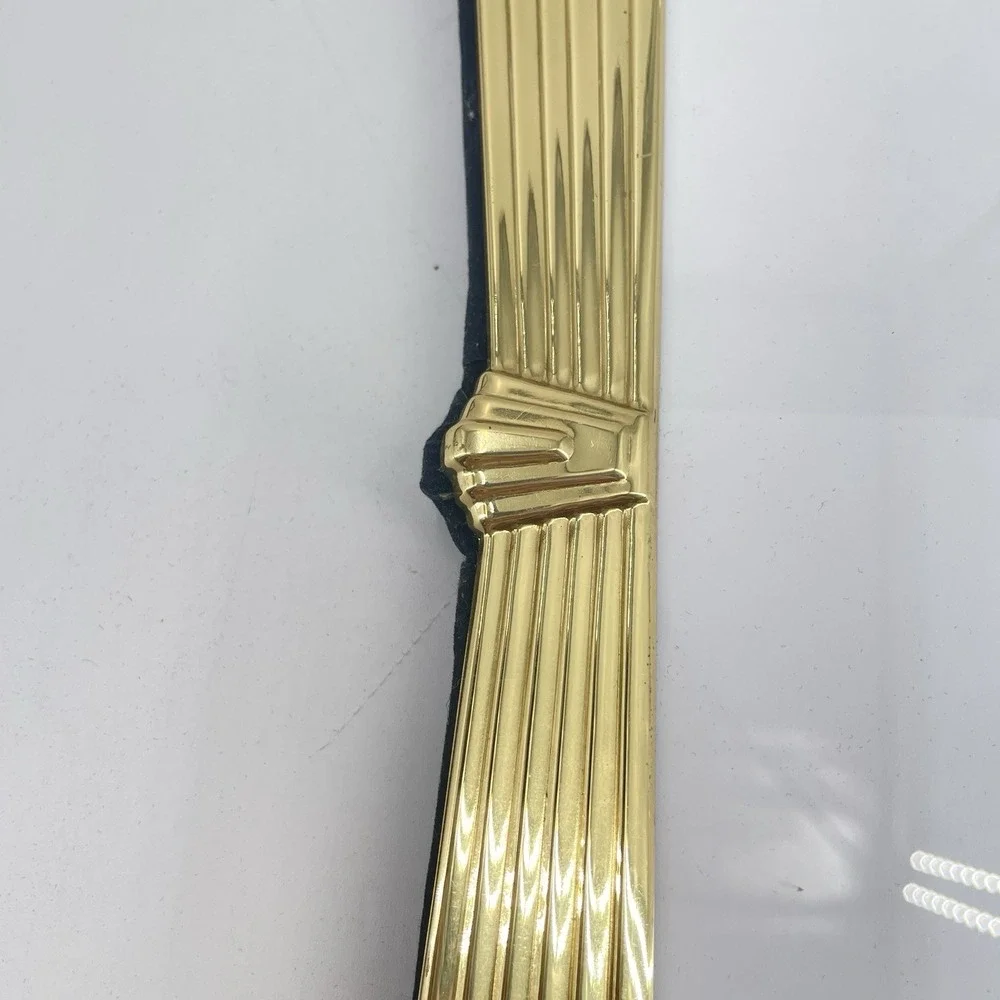 2 Solid Brass Picture Frames Tabletop‎ Stepped Ribbed Art Deco Inspired